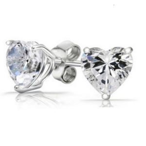 Sterling Silver Diamond Heart Studs